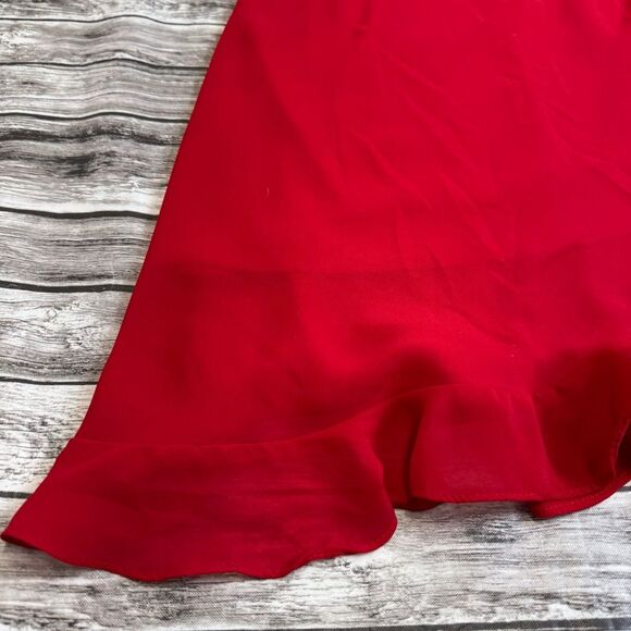 Breakin' Loose Women Faux Wrap Asymmetrical Dress Ruffle 9 10 Bright Red Vintage - Picture 6 of 13